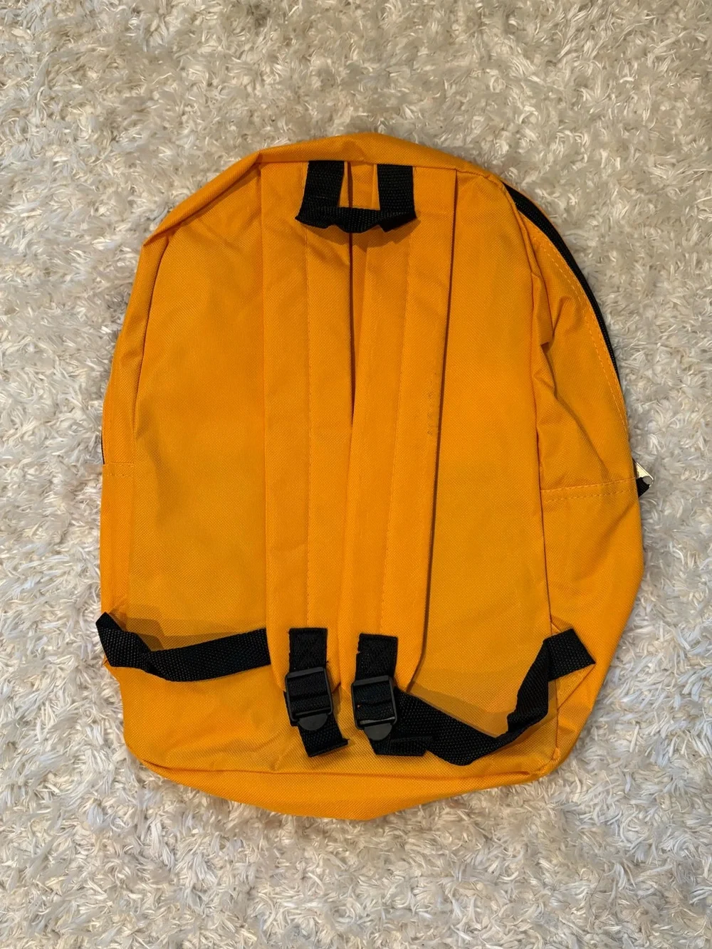 Unisex Backpack Bookbag Citrus Sherbet Orange Front Zip Pocket Black Detai